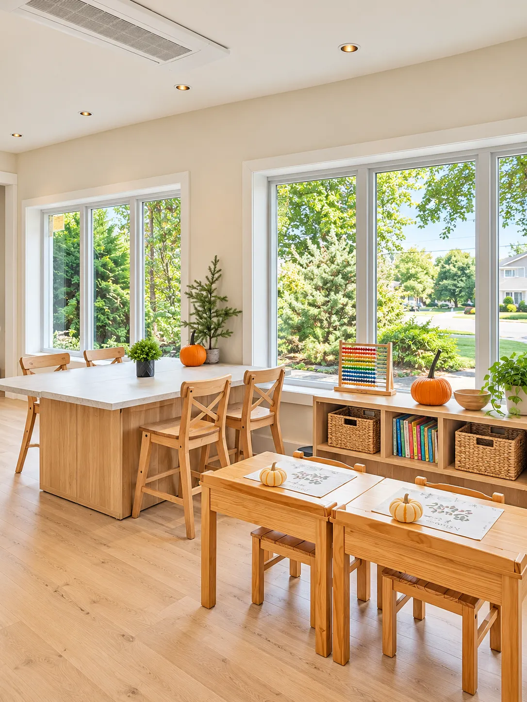 Large-format windows throughout the flex space